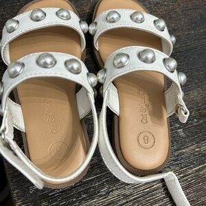 Cat & Jack White Sandals with Silver Accents